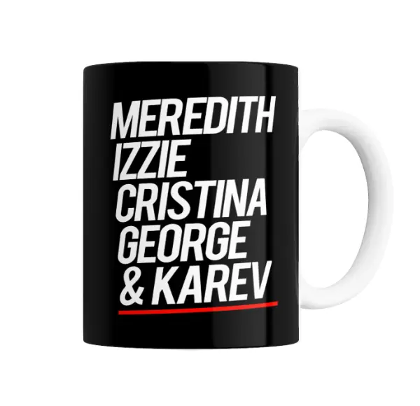 Taza de Cerámica Grey's Anatomy Meredith Izzie Cristina George Karev