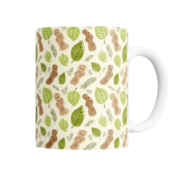 Taza de Cerámica Groot Patrón Hojas y Hojitas