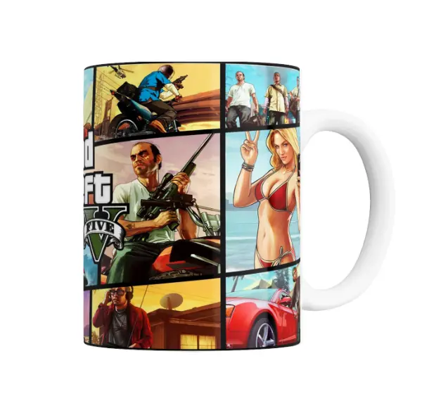 Taza de Cerámica GTA V Trevor y Michael Franklin Collage