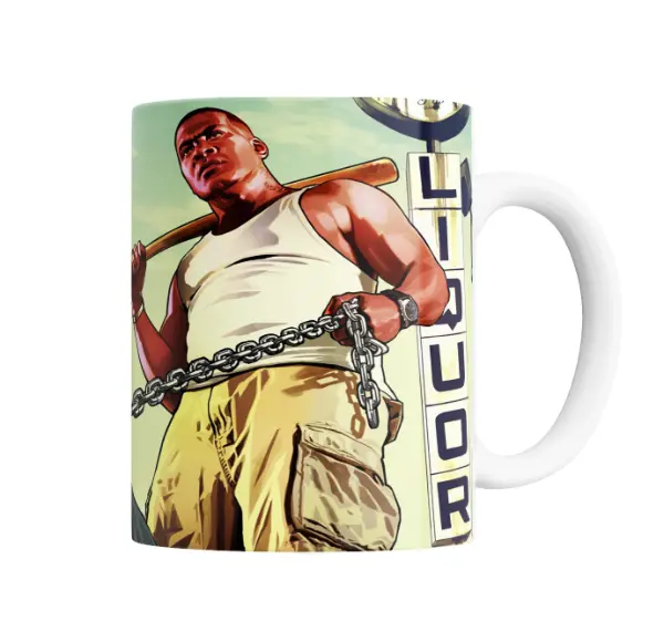 Taza de Cerámica GTA Franklin con bate y cadena
