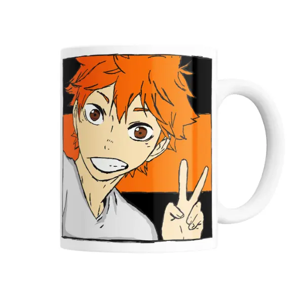 Taza de Cerámica Haikyuu Shoyo Hinata Señal de Paz