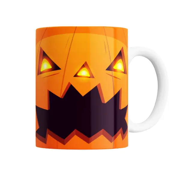 Taza de Cerámica Halloween Calabaza Cara Terrorífica