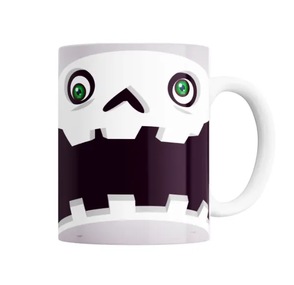 Taza de Cerámica Halloween Monstruo Dientes Verdes