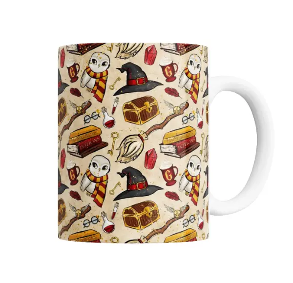 Taza de Cerámica Harry Potter Patrón Hogwarts Búho Hedwig Pociones