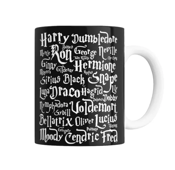 Taza de Cerámica Harry Potter Personajes Tipografía