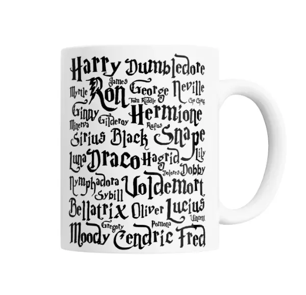 Taza de Cerámica Harry Potter Personajes Tipografía