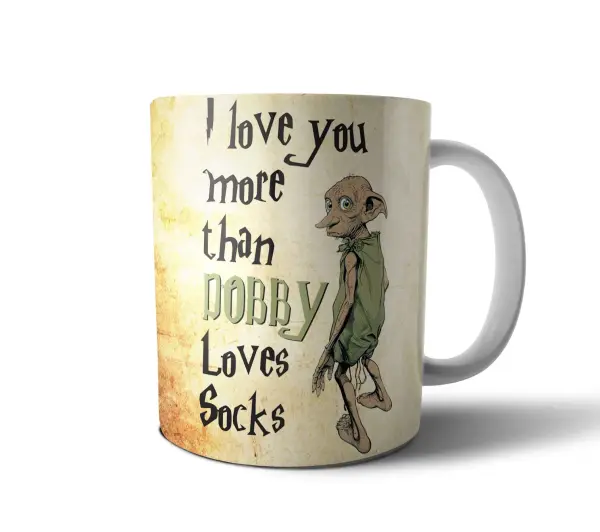 Taza de Cerámica Harry Potter Dobby I Love You More Than Dobby Loves Socks