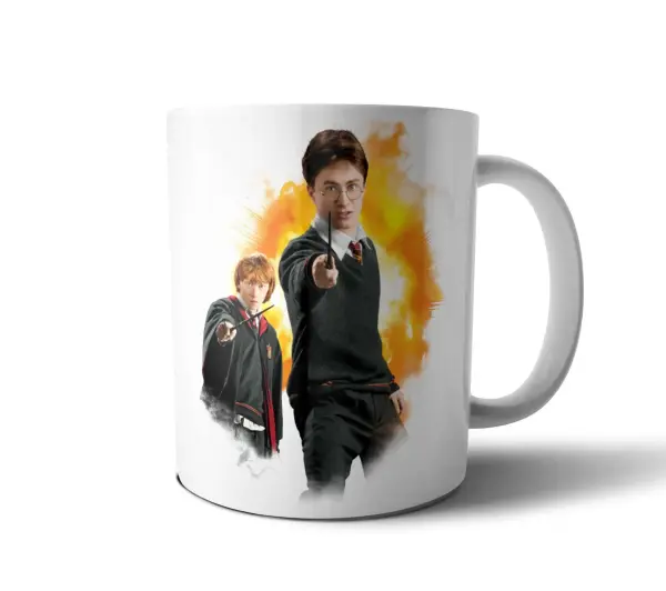 Taza de Cerámica Harry Potter Harry y Ron con varita