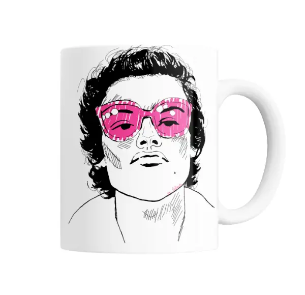 Taza de Cerámica Harry Styles Retrato Gafas Rosas