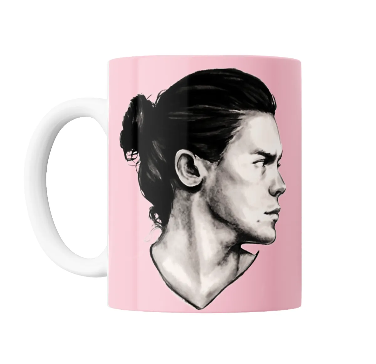 Taza de Cerámica Harry Styles Perfil Dibujo en Gris - vista 2