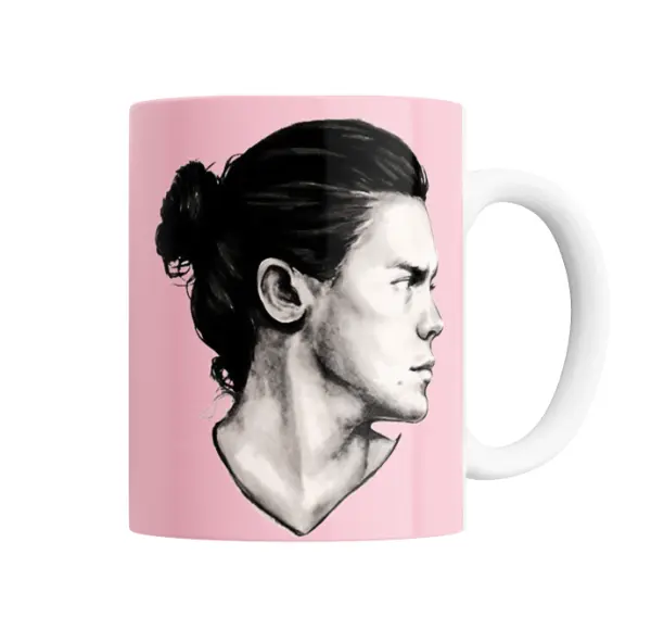 Taza de Cerámica Harry Styles Perfil Dibujo en Gris