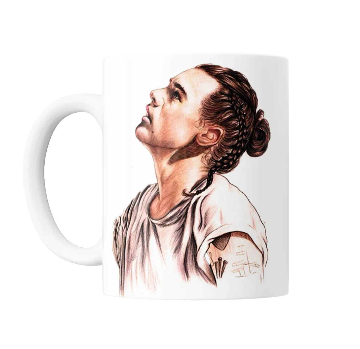 Taza de Cerámica Harry Styles Retrato a Lápiz con Trenza - vista 2