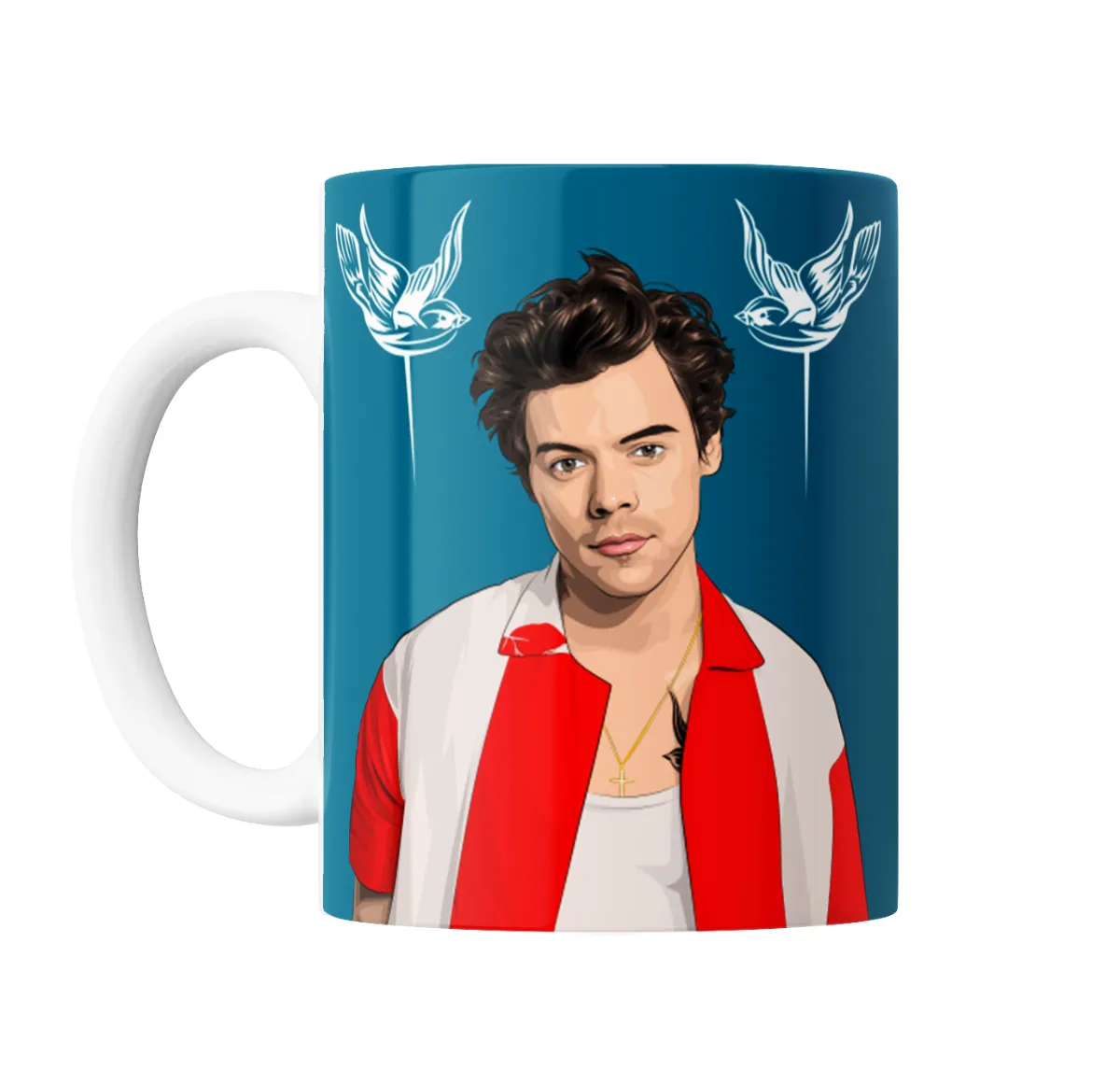Taza de Cerámica Harry Styles Ilustración Camisa Roja - vista 2
