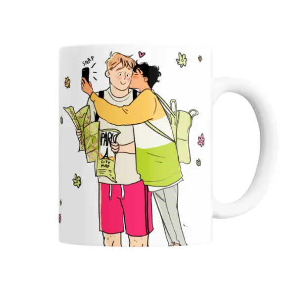 Taza de Cerámica Heartstopper Charlie y Nick en París