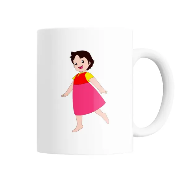 Taza de Cerámica Heidi Niña Vestido Rosa y Rojo