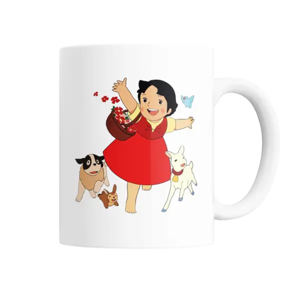 Taza de Cerámica Heidi Niña de los Alpes con Perro y Cabra