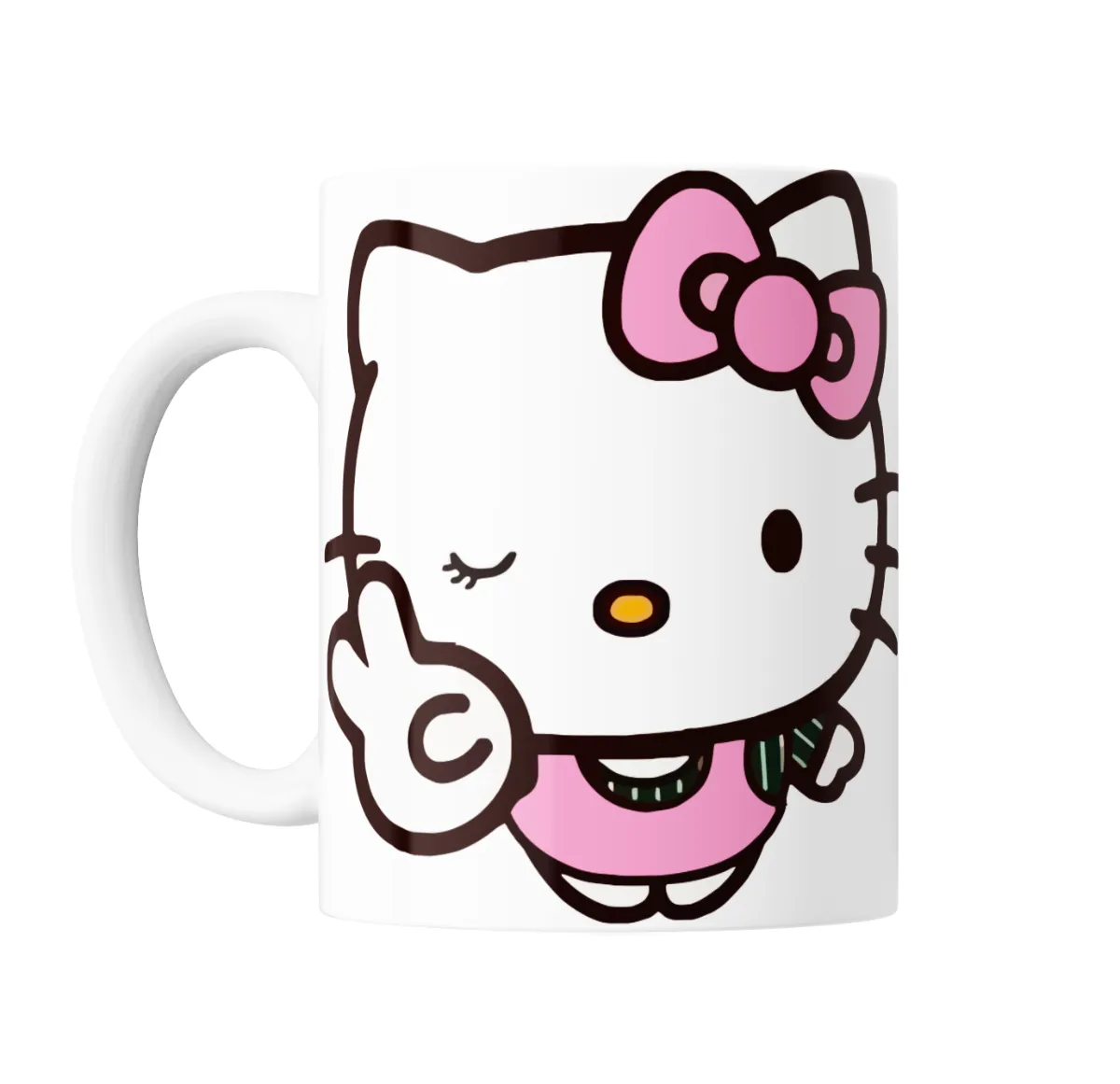 Taza de Cerámica Hello Kitty Guiño y Señal de Paz - vista 2