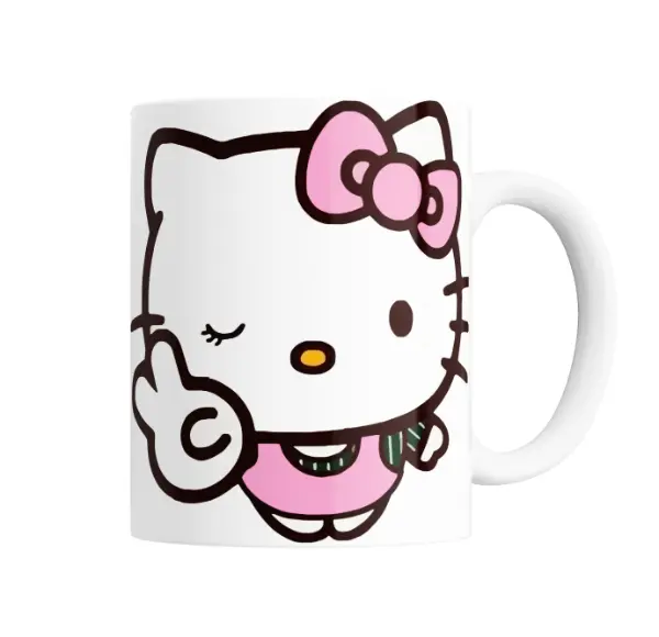Taza de Cerámica Hello Kitty Guiño y Señal de Paz