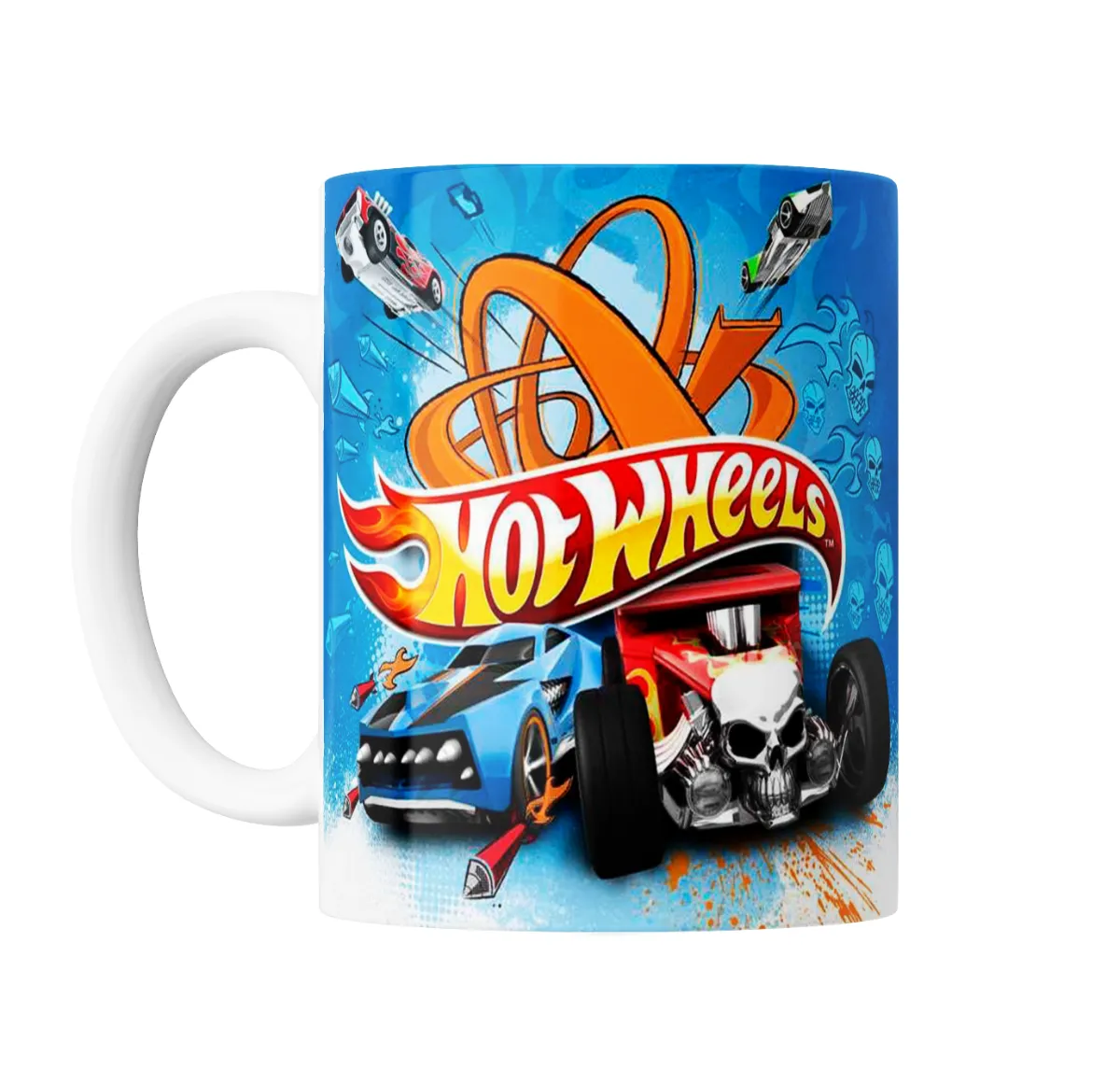 Taza de Cerámica Hot Wheels Calavera Ruedas Azul - vista 2