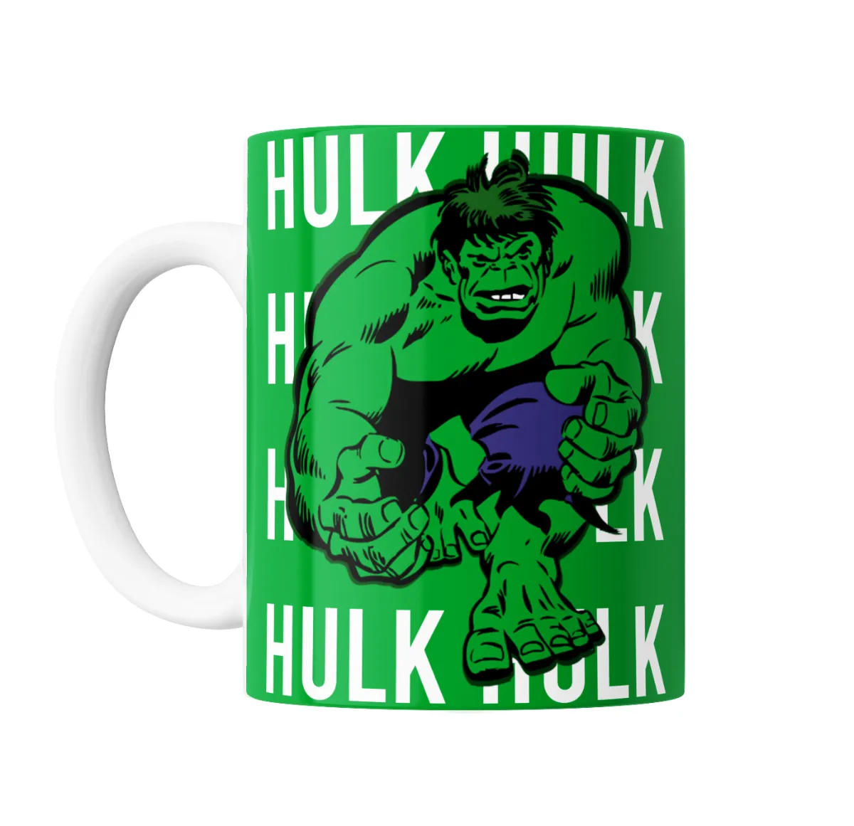 Taza de Cerámica Hulk Marvel Fondo Verde con Texto Repetido - vista 2