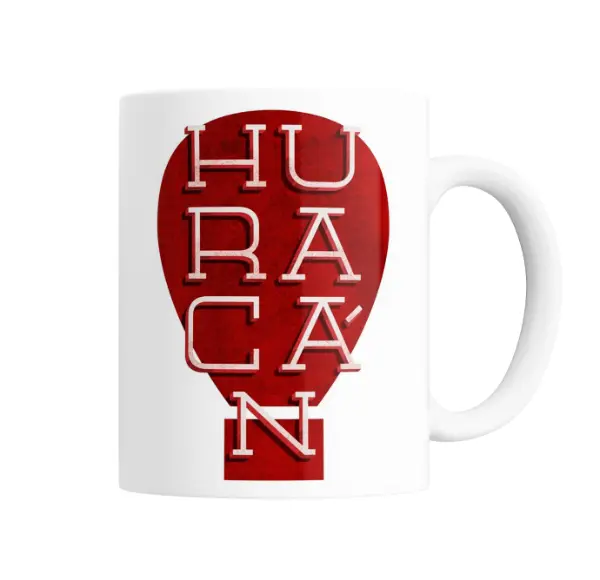 Taza de Cerámica Huracán Escudo Rojo Tipografía