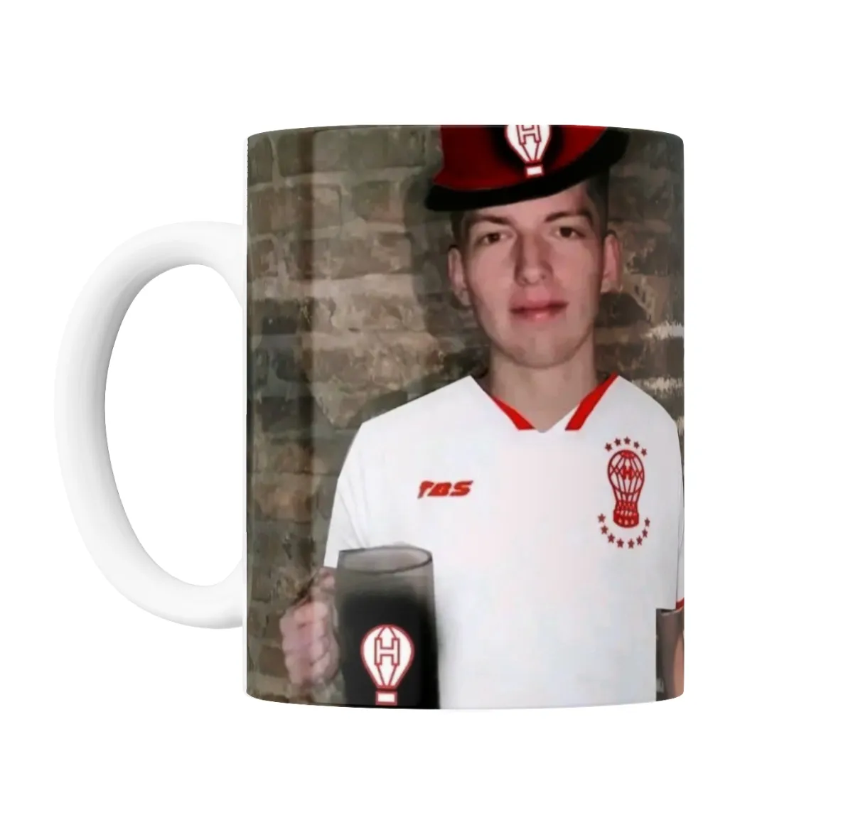 Taza de Cerámica Huracán Hincha con Gorro y Chopp - vista 2