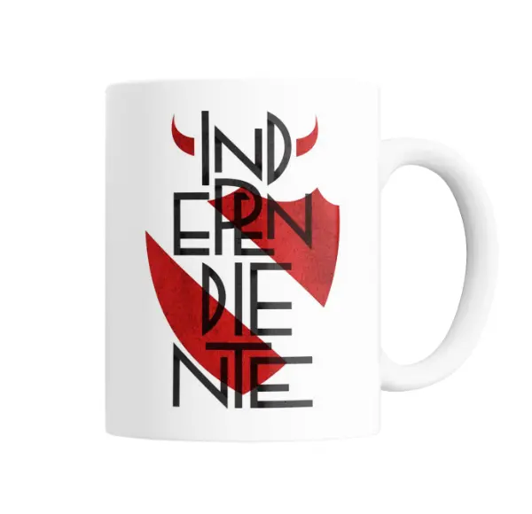 Taza de Cerámica Independiente Diablo Escudo Tipografía