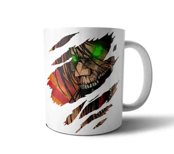 Taza de Cerámica Attack on Titan Titán Colosal Ojos Verdes