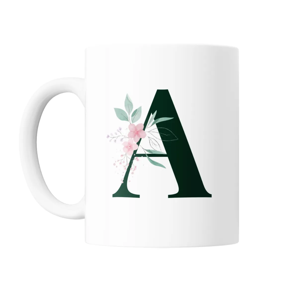 Taza de Cerámica Iniciales Verde A Flores - vista 2