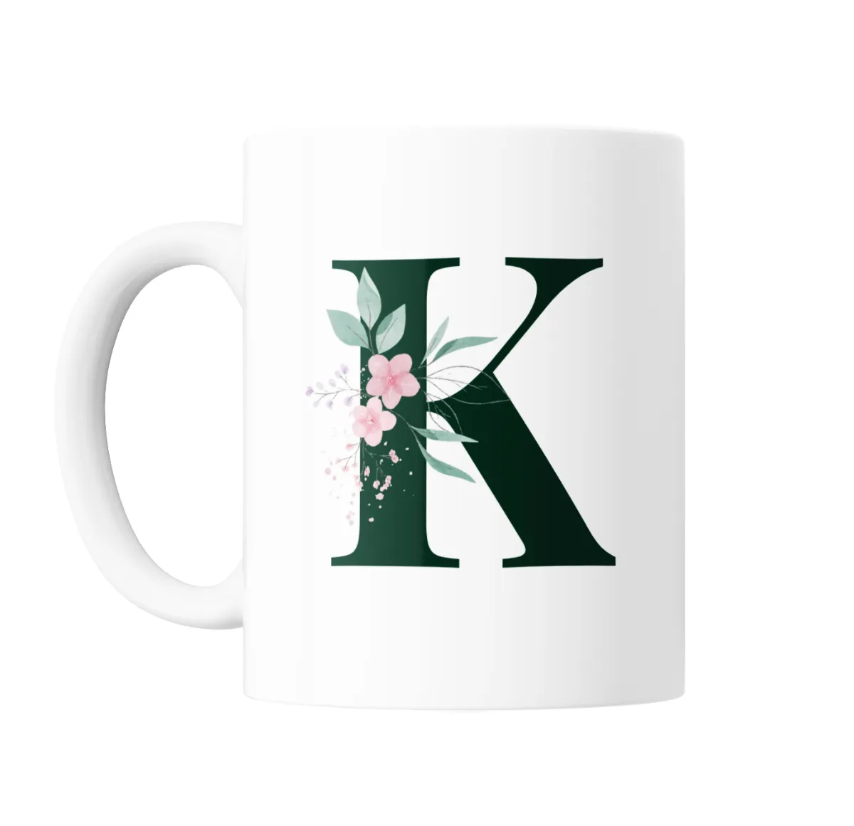 Taza de Cerámica Inicial K Verde Floral - vista 2