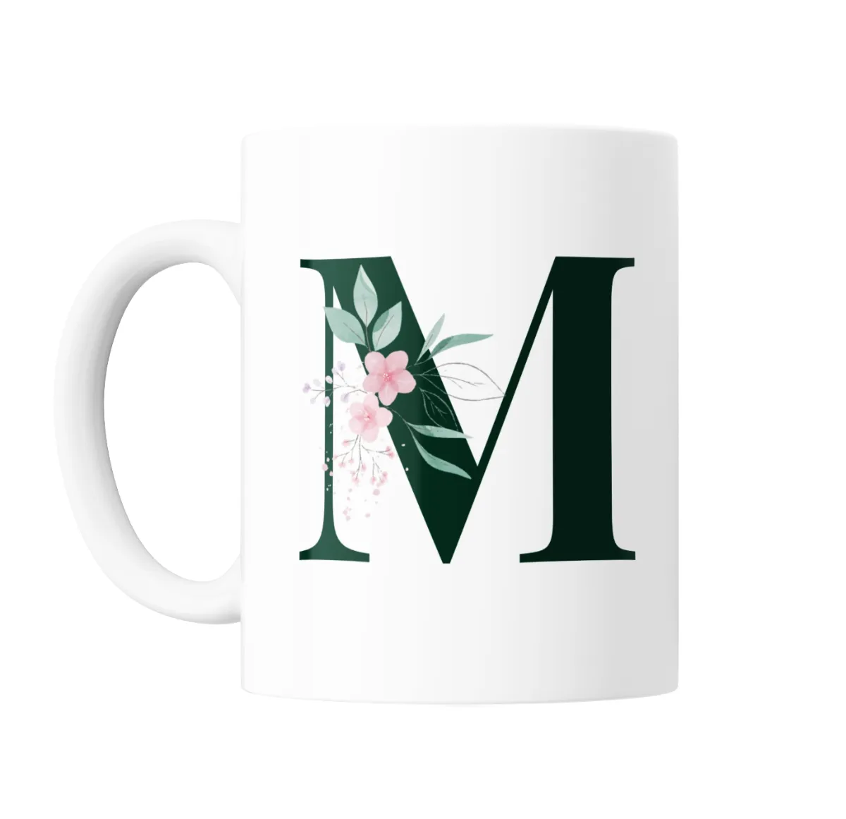 Taza de Cerámica Iniciales Verde M Floral - vista 2