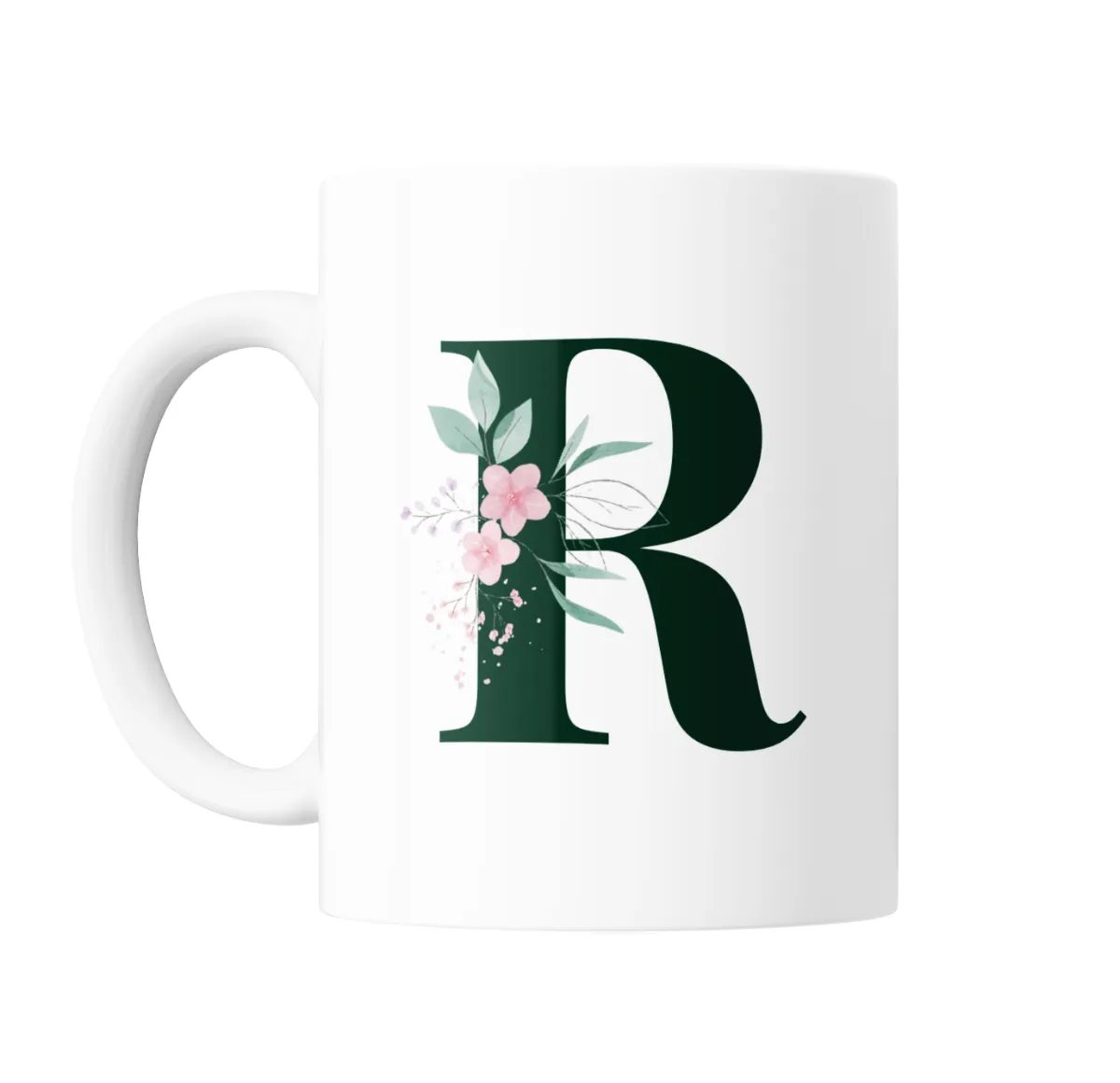 Taza de Cerámica Iniciales Verde R Floral - vista 2