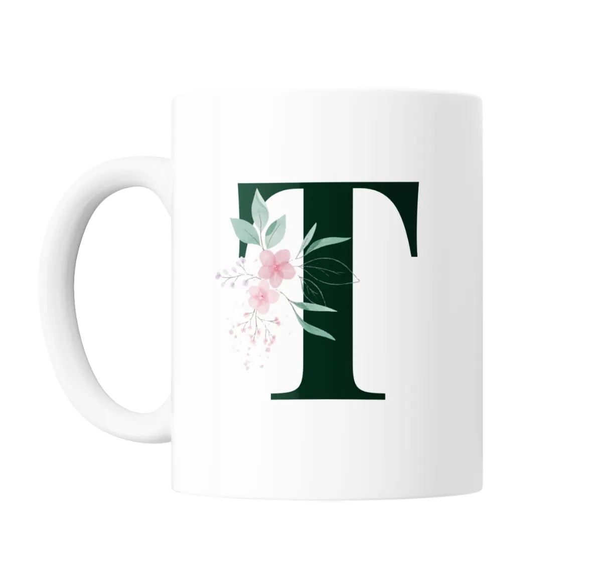 Taza de Cerámica Iniciales Verde T Floral - vista 2