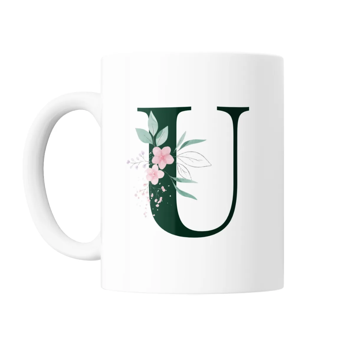 Taza de Cerámica Iniciales Verde U Floral - vista 2