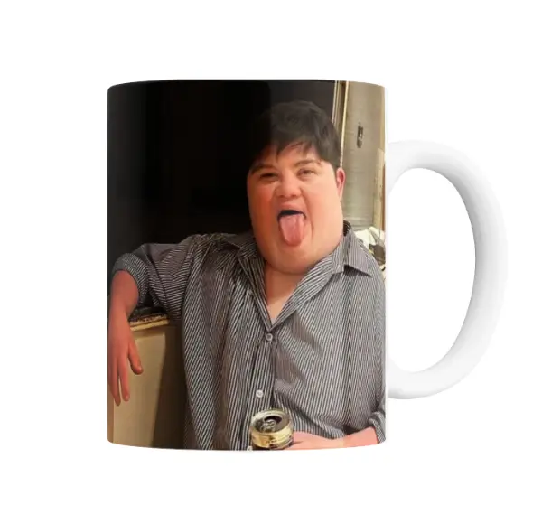 Taza de Cerámica Augusto Alonso Lengua Afuera con Lata