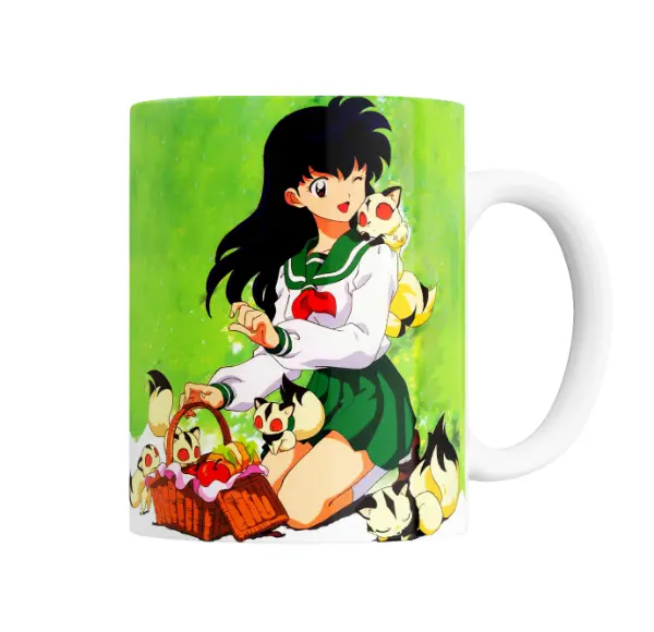 Taza de Cerámica Inuyasha Kagome con Kirara y zorros
