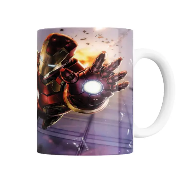 Taza de Cerámica Iron Man Armadura Mark con logo Avengers
