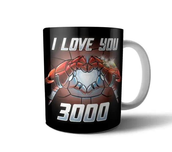 Taza de Cerámica Iron Man I Love You 3000 Manos en Corazón