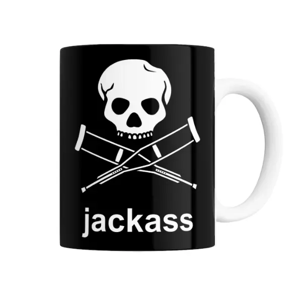 Taza de Cerámica Jackass Calavera con Muletas