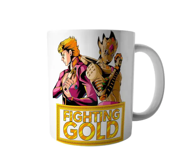 Taza de Cerámica JoJo Bizarre Giorno Giovanna Gold Experience Fighting Gold