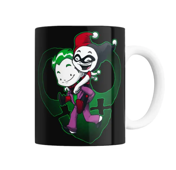 Taza de Cerámica Joker y Harley Quinn Chibi