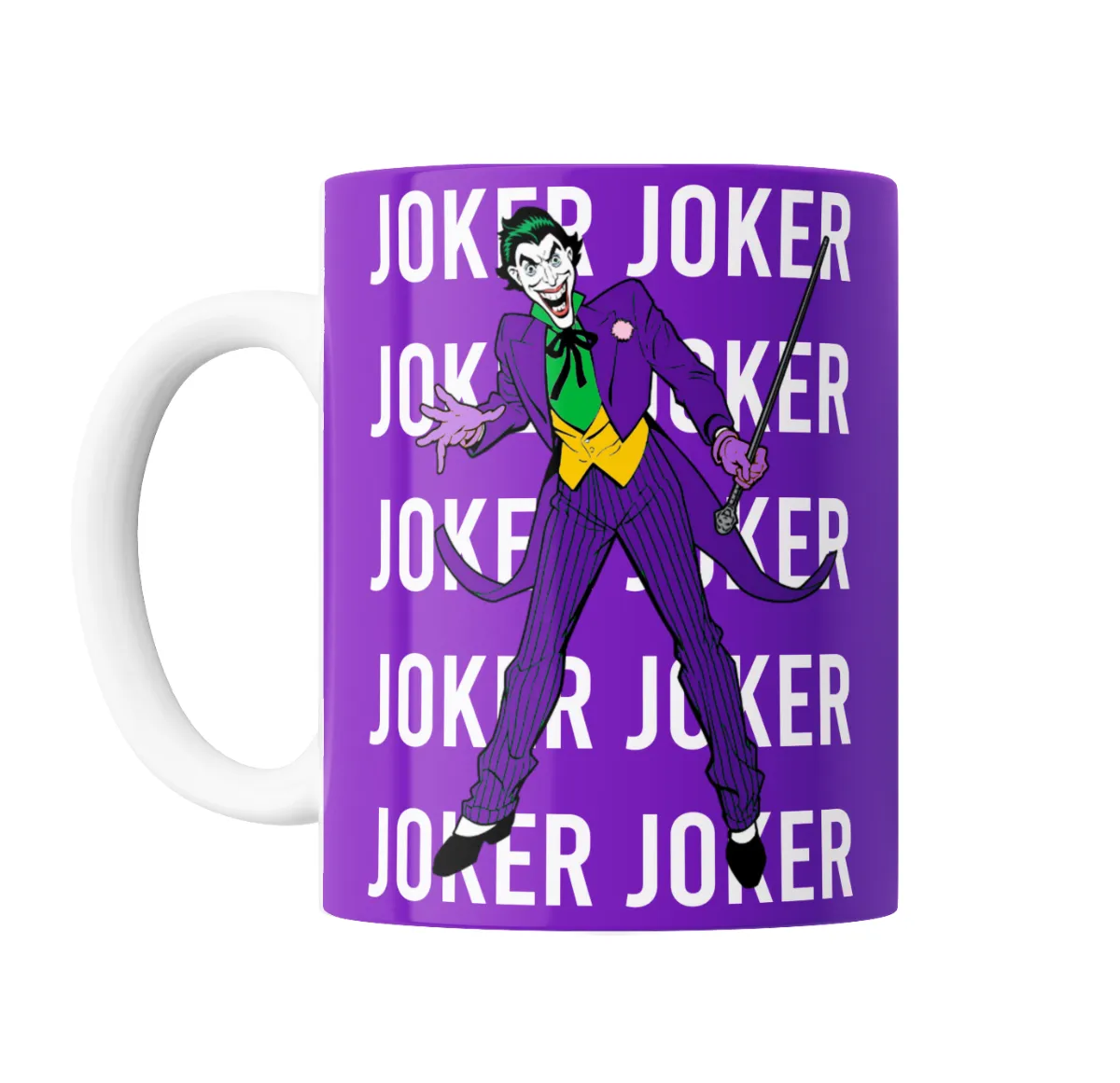Taza de Cerámica Joker Diseño Violeta con Textos Repetidos - vista 2