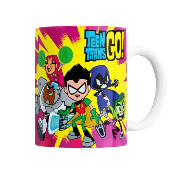 Taza de Cerámica Jovenes Titanes Go Robin Cyborg Starfire Raven Beast Boy