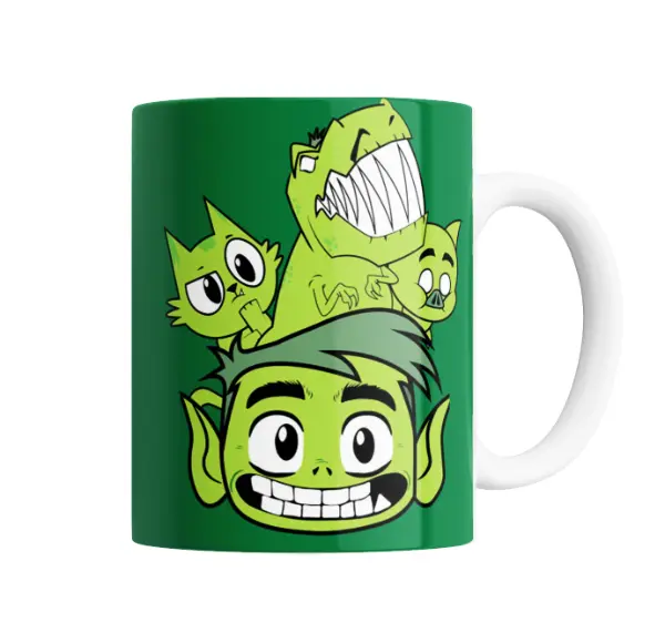 Taza de Cerámica Jovenes Titanes Beast Boy con Mascotas