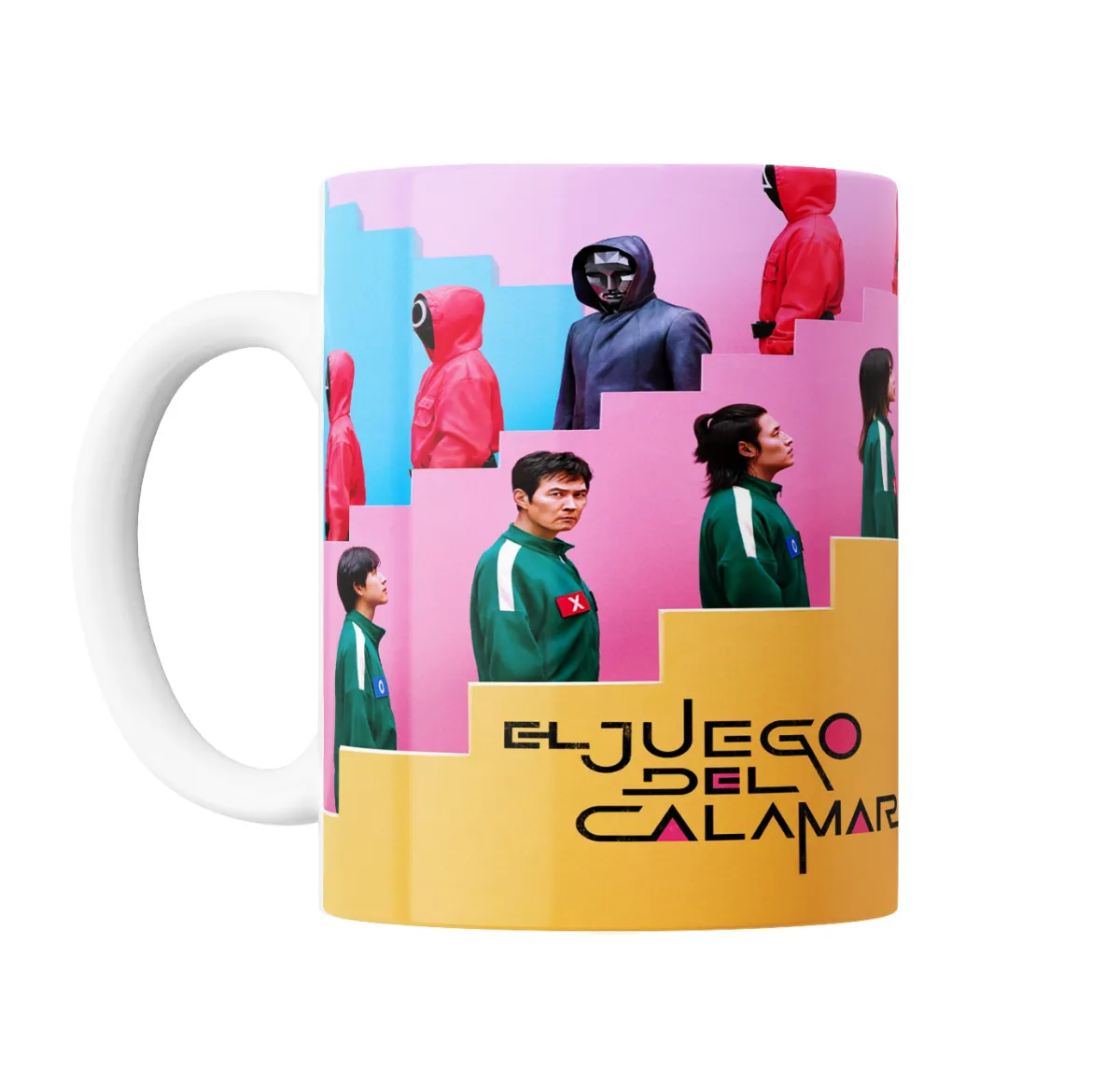 Taza de Cerámica El Juego del Calamar Guardias y Jugadores en Escaleras - vista 2