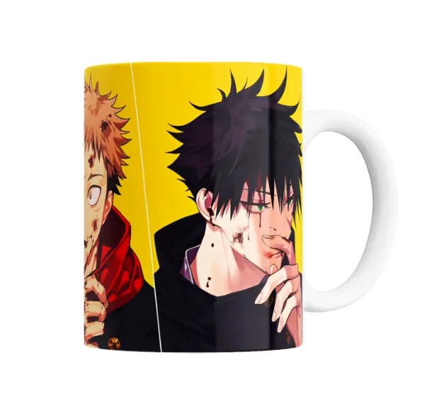 Taza de Cerámica Jujutsu Kaisen Yuji Itadori Fondo Amarillo