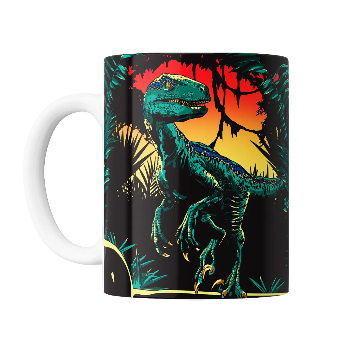 Taza de Cerámica Jurassic Park Velociraptor Atardecer - vista 2