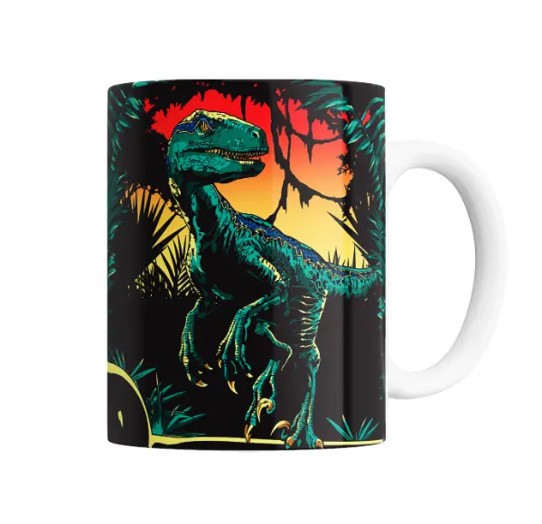 Taza de Cerámica Jurassic Park Velociraptor Atardecer