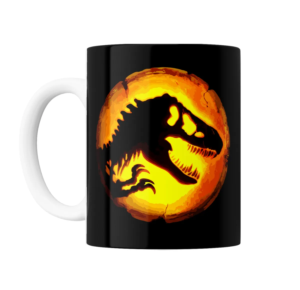 Taza de Cerámica Jurassic Park Tiranosaurio Rex en Círculo Naranja - vista 2