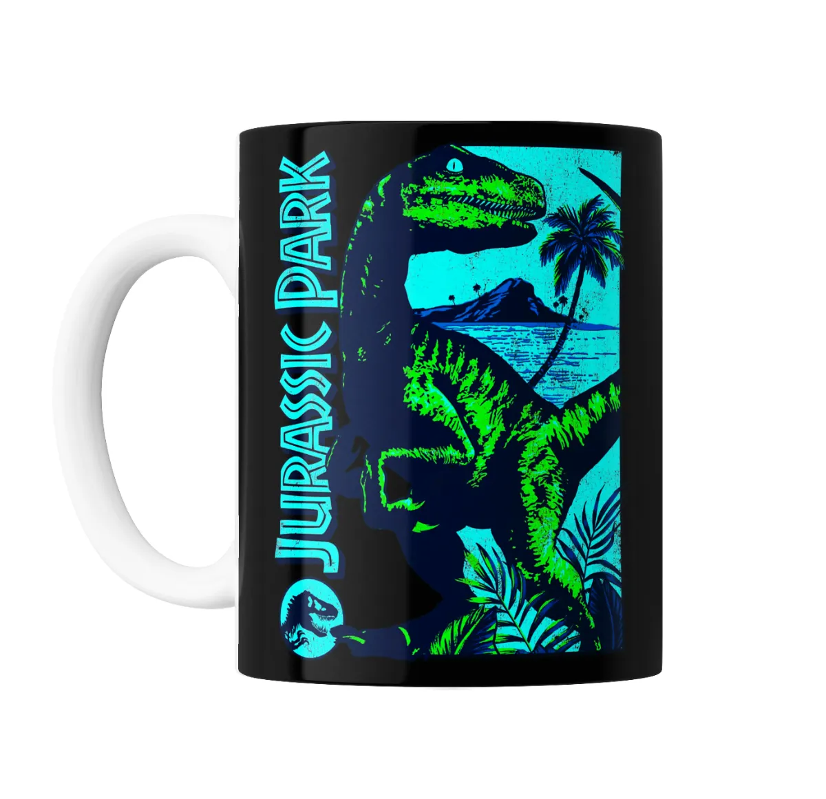 Taza de Cerámica Jurassic Park Velociraptor Selva y Playa - vista 2